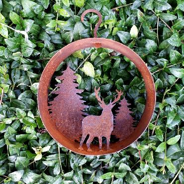 Cercle décoratif forêt diamètre 15 cm à suspendre ou à poser en fer rouillé