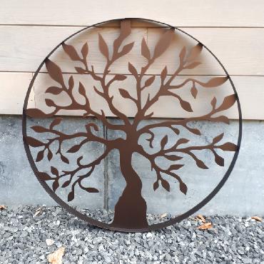 Cercle décoratif arbre de vie diamètre 60 cm à suspendre ou à poser en fer brun