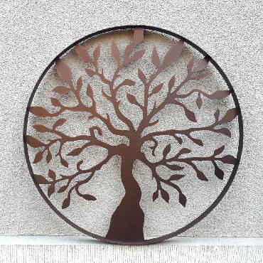 Cercle décoratif arbre de vie diamètre 60 cm à suspendre ou à poser en fer brun