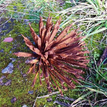 Fleur de chardon diamètre 30cm à piquer en fer rouillé