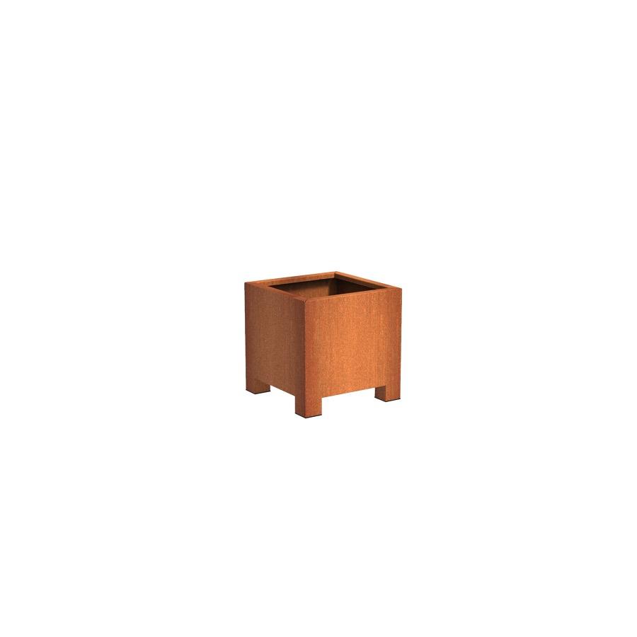 Pot carré ANDES avec pieds en acier corten 600x600x600 mm