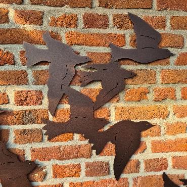 Envolée d'oiseaux L132cm à fixer au mur en fer brun