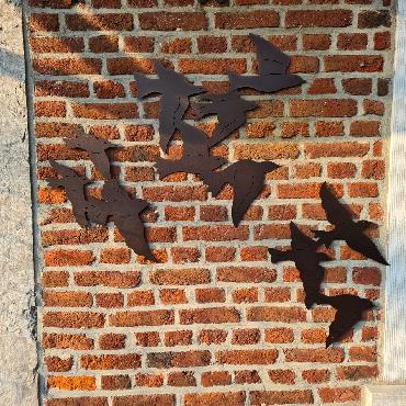 Envolée d'oiseaux L132cm à fixer au mur en fer brun