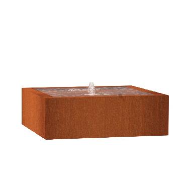 Table d'eau carrée en acier corten 1200x1200x400 mm