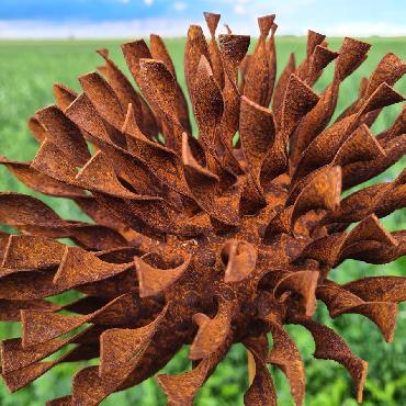 Fleur cirse 3D D20xH132cm à piquer en fer rouillé