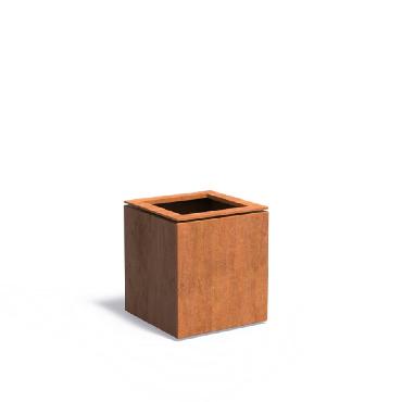 Pot carré DOMUS en acier Corten de 530x530x700 mm : Élégance et durabilité pour votre espace extérieur.